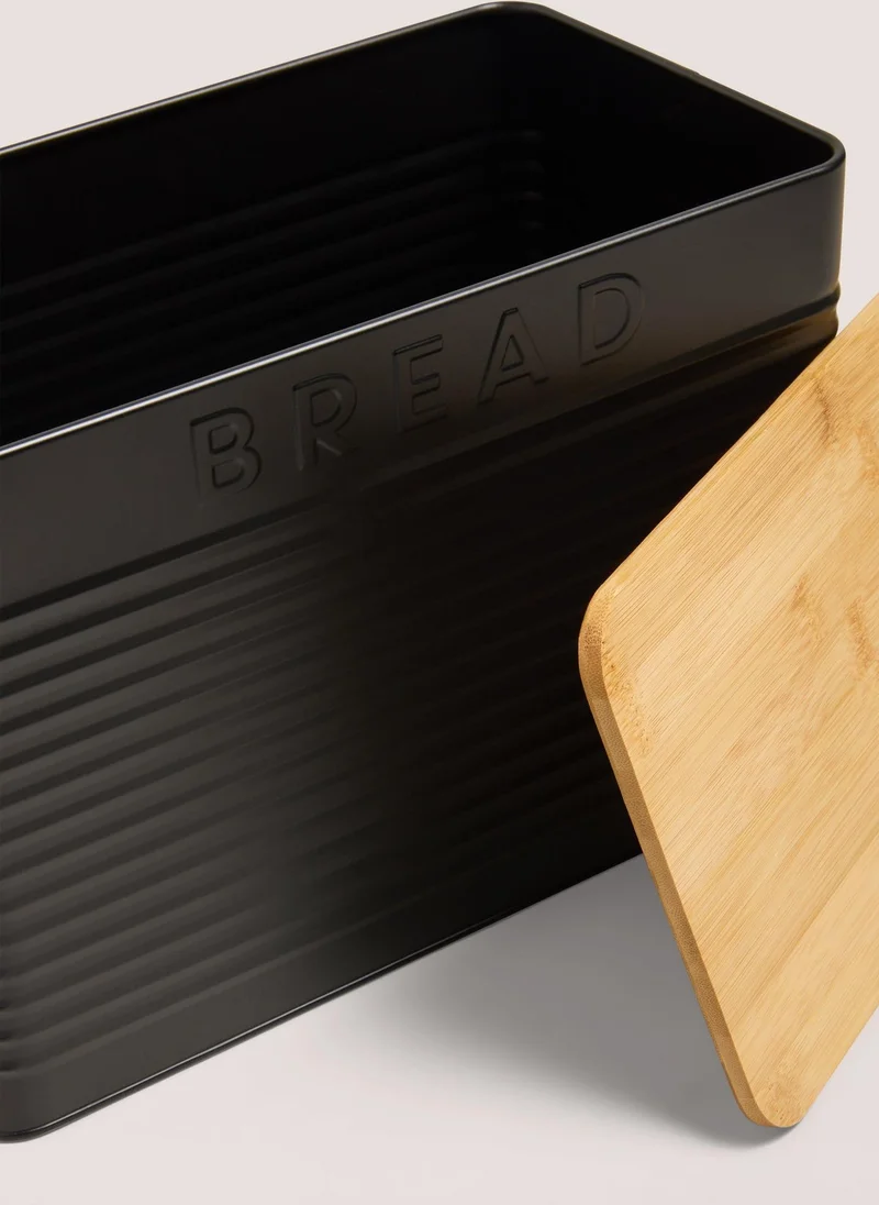 Matalan Black Metal Lidded Bread Bin (33cm x 24cm)