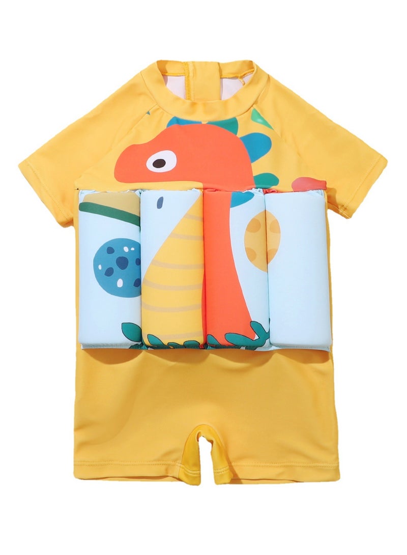Y&D Kids Baby One-Piece Floatation Swimsuit Float Suit with Adjustable Buoyancy Bathing Cartoon Short Sleeve Swimwear Jumpsuit - Image 1