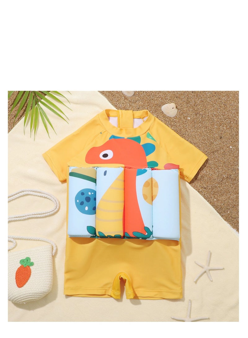 Y&D Kids Baby One-Piece Floatation Swimsuit Float Suit with Adjustable Buoyancy Bathing Cartoon Short Sleeve Swimwear Jumpsuit - Image 2