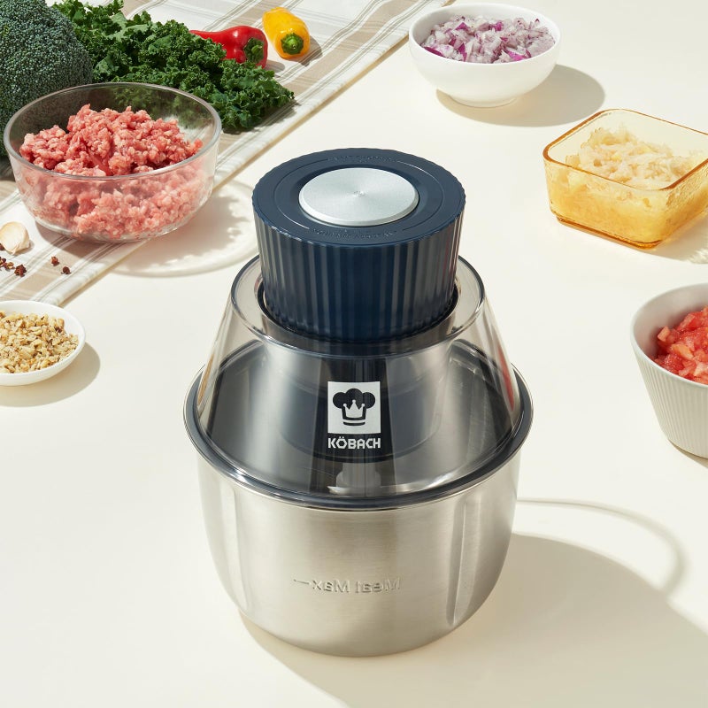 KOBACH Electric Food Processor & Meat Grinder â€“ 1.9 Qt Food Chopper with Pure Copper Motor, Dual-Layer Blades, Procesador de Alimentos Electrico - Image 2