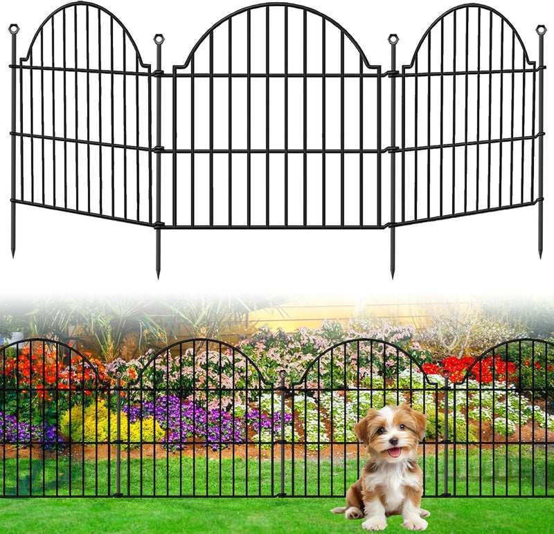 Blingluck Decorative Metal Garden Fence No Dig Outdoor Dog Fence 10 Panels, 24 in - Image 1