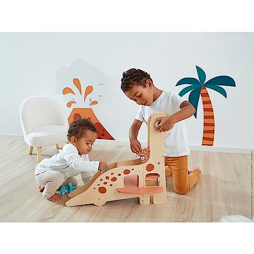 Janod Dino Wooden Dinosaur Garage Imaginative Play Encourages Creativity and Storytelling Enhances Motor Skills Design Safe for Kids Ages 26 Years J05835 - Image 5