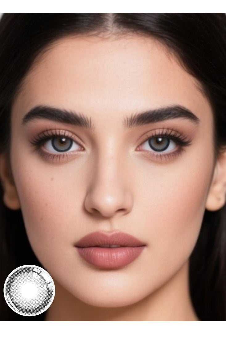 يواي عدسات لاصقة ملونة سنوية باللون الرمادي من كواكو - عدسات تجميلية للجنسين - عدسات موضة مطلوبة - مع علبة تخزين - Image 2