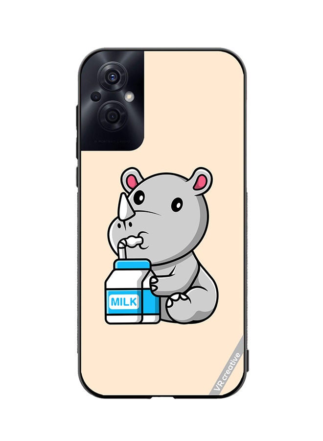 VR CREATIVE Protective Case Cover For Oppo Reno8 Z Cute Rhino Design Multicolour - Image 1