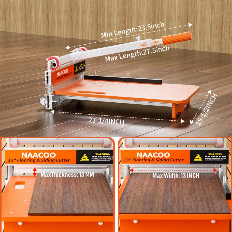 NAACOO Heavy Duty Laminate/Vinyl Floor Cutter, 13â€ Vinyl Plank Cutter with Wheel â€“ Just 1 Step Meet Angle&Length Cutting, Flooring Tools - Cuts Laminate Floor, Engineer Wood, LVP/T, VCT, SPC, WPC - Image 5