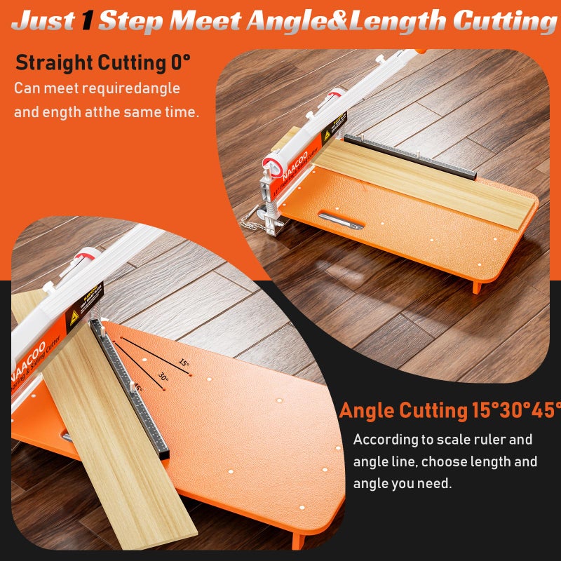 NAACOO Heavy Duty Laminate/Vinyl Floor Cutter, 13â€ Vinyl Plank Cutter with Wheel â€“ Just 1 Step Meet Angle&Length Cutting, Flooring Tools - Cuts Laminate Floor, Engineer Wood, LVP/T, VCT, SPC, WPC - Image 2