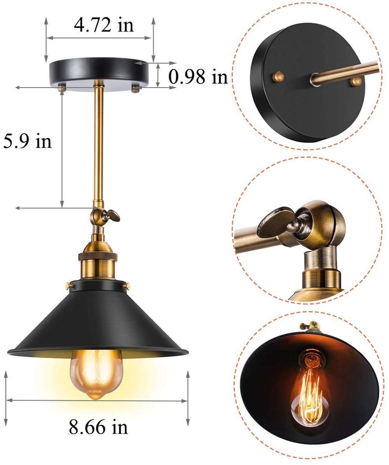 Licperron Vintage Wall Sconce Black Antique 240 Degree Adjustable Industrial Wall Light for Restaurants Galleries Aisle Kitchen Room Doorway 2 Pack - Image 2