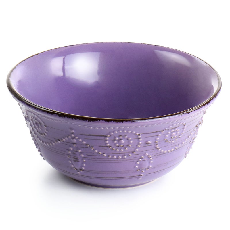 Elama Rustic Birch 16 Piece Stoneware Dinnerware Set in Purple, Purple with Brown Accents, (EL-RUSTICBIRCH) - Image 5