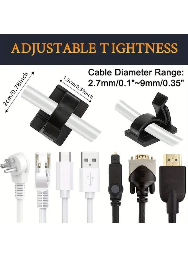 25pcs Adjustable Cable Management Clips Adhesive Cord Holder For TV PC Desk Wall - Image 4