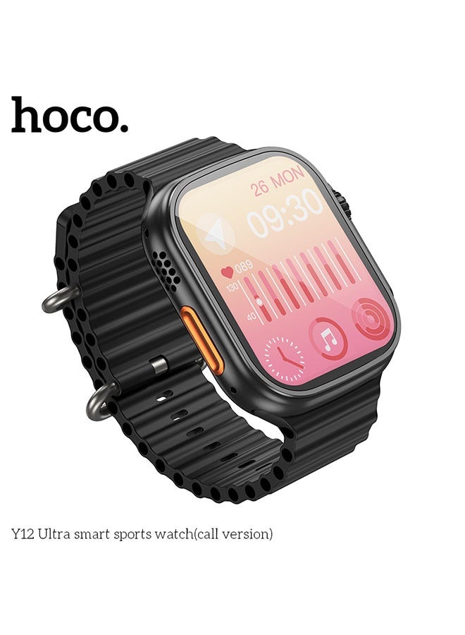 hoco. ساعة رياضية ذكية HOCO Y12 (نسخة المكالمات) سوداء - Image 3