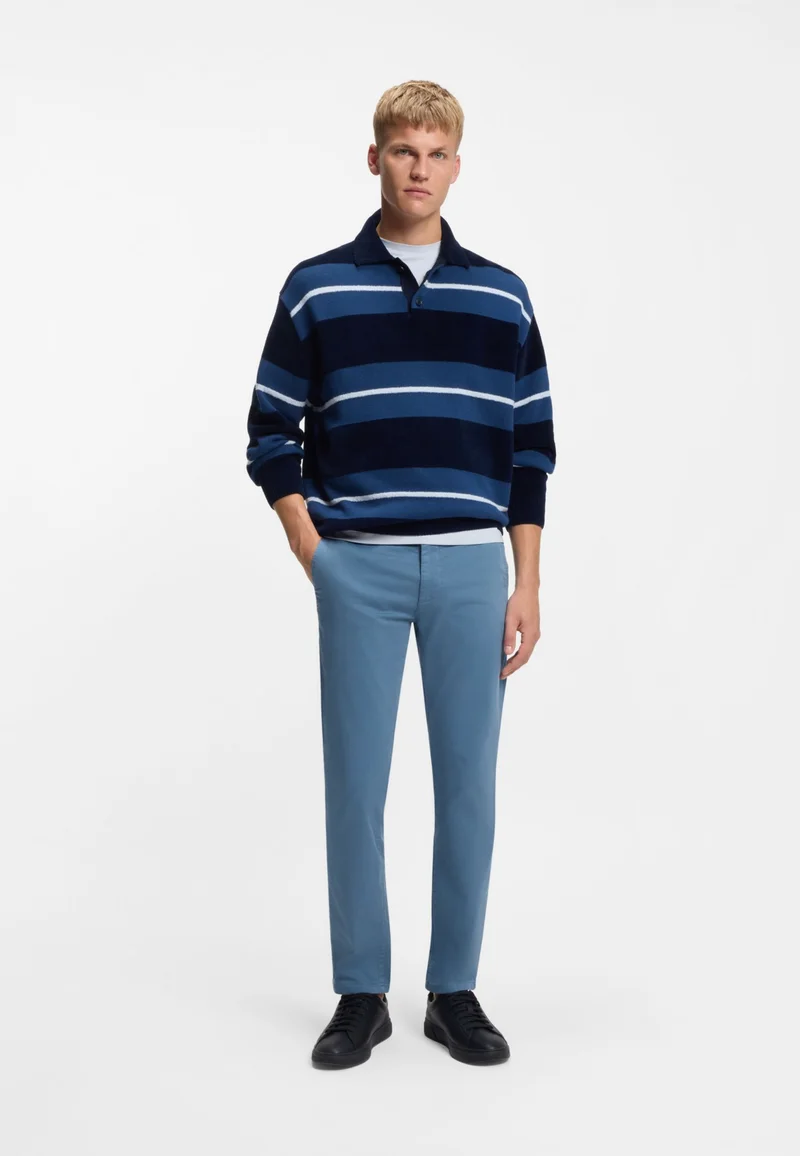 BOSS Slim-fit trousers in stretch-cotton satin