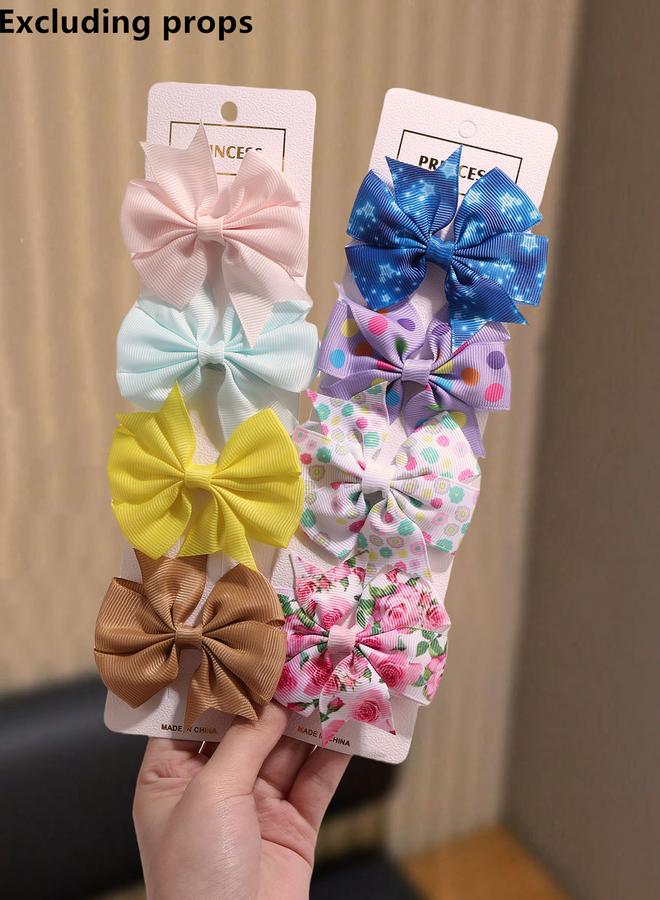 Take Two Set of 8 - Flower Bow Hair Clips - Image 3
