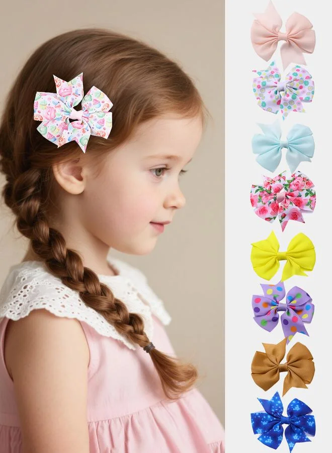Take Two Set of 8 - Flower Bow Hair Clips