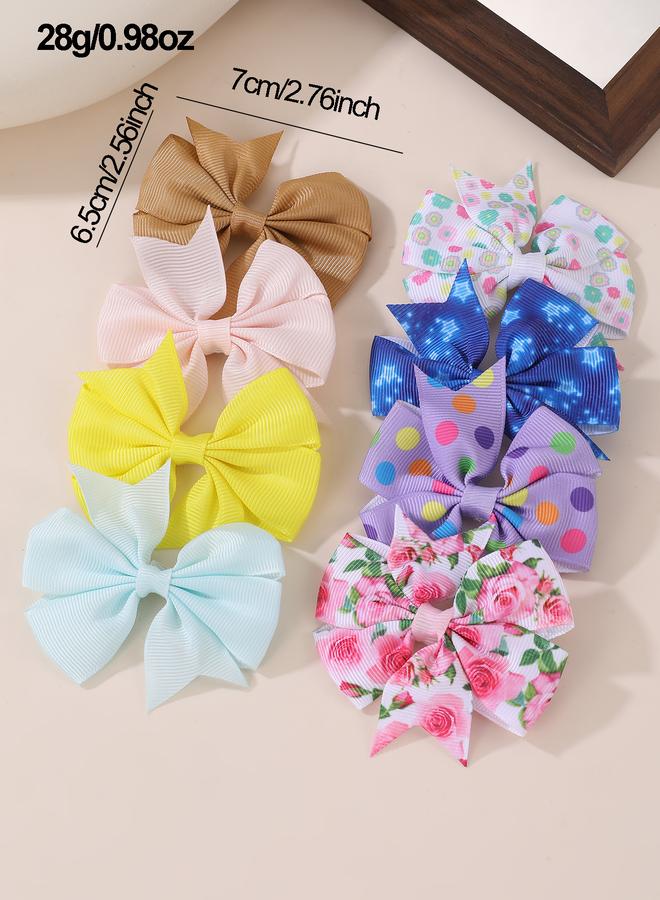 Take Two Set of 8 - Flower Bow Hair Clips - Image 4