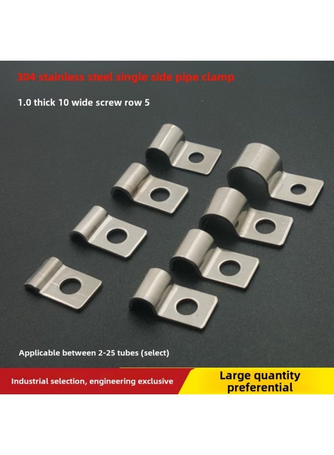 Thickened 304 Stainless Steel Single Side Pipe Clamp Wire Clip Cable Fixing Buckle P-shaped Pipe Clamp Wire Card Riding Card-Specifications And Models:1.0 Thickness Compression 11-12mm Diameter 304 Stainless Steel  - Image 1