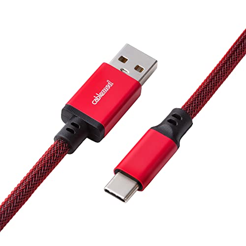 CableMod Pro Coiled Keyboard Cable (Republic Red, USB A to USB Type C, 150cm) - Image 3