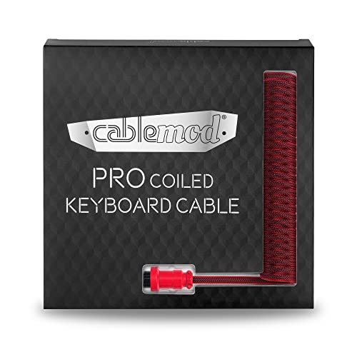 CableMod Pro Coiled Keyboard Cable (Republic Red, USB A to USB Type C, 150cm) - Image 5