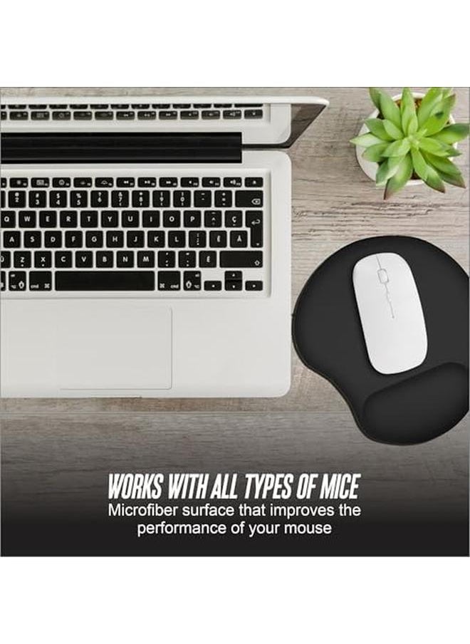 erorex - Mouse Pad Wrist Rest Cushioned Mouse Pad Lightweight Non Slip Back Plain Foam Cushion Wrist Support Ergonomic Mouse Mat Increase Comfort For Computer Laptop Users Home Office Accessory Black 1Pc - Image 1