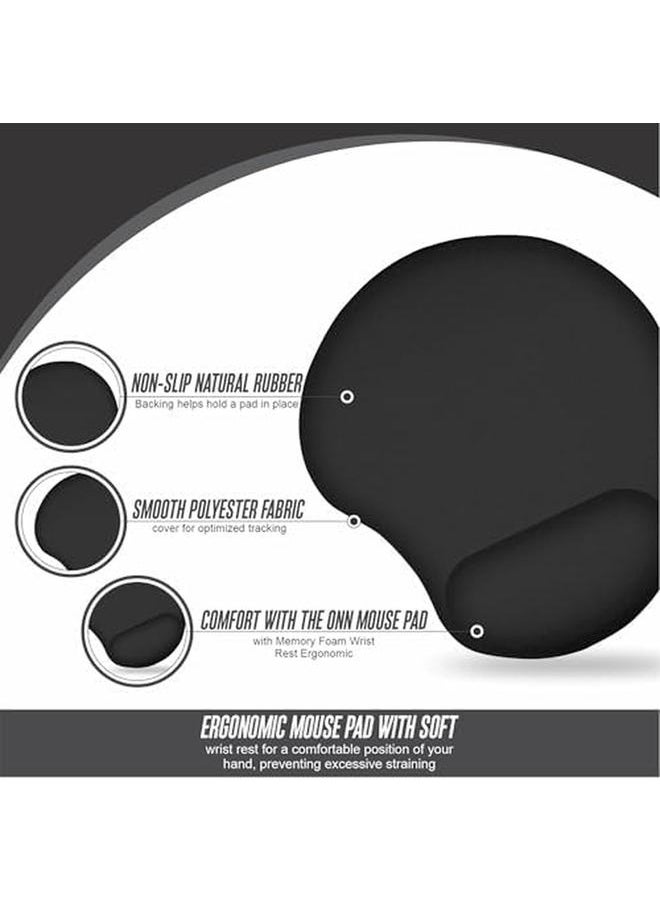 erorex - Mouse Pad Wrist Rest Cushioned Mouse Pad Lightweight Non Slip Back Plain Foam Cushion Wrist Support Ergonomic Mouse Mat Increase Comfort For Computer Laptop Users Home Office Accessory Black 1Pc - Image 1