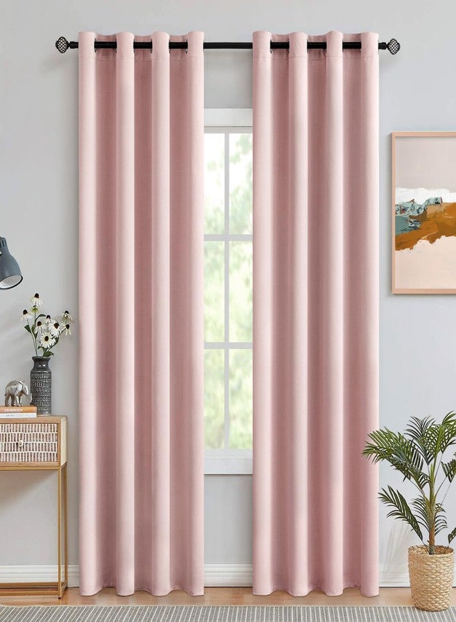 MIULEE Blackout Curtains for Bedroom Living Room Thermal Insulated Room Darkening Grommet Top Solid Light Blocking Drapery Set of 2 Window Panels 52 x 72 Inches Baby Pink - Image 1