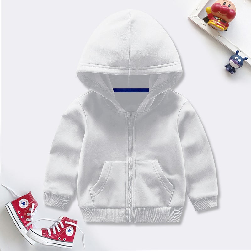 Children Solid Color Fleece-Lined Hooded Zipper Coat Silver Fox Velvet Men And Women Children'S Clothing School Uniforms - Image 4