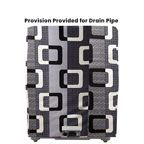 E-Retailer® Polyester Semi Automatic Washing Machine Cover With Zip Enclosure Suitable For 5kg to 8kg (Color-Geometric Black, Size-33x22x37 Inches) - Image 2