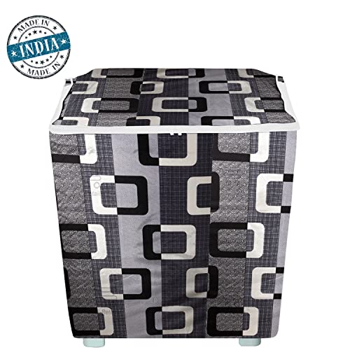 E-Retailer® Polyester Semi Automatic Washing Machine Cover With Zip Enclosure Suitable For 5kg to 8kg (Color-Geometric Black, Size-33x22x37 Inches) - Image 5
