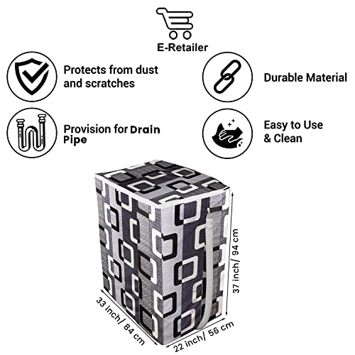 E-Retailer® Polyester Semi Automatic Washing Machine Cover With Zip Enclosure Suitable For 5kg to 8kg (Color-Geometric Black, Size-33x22x37 Inches) - Image 3