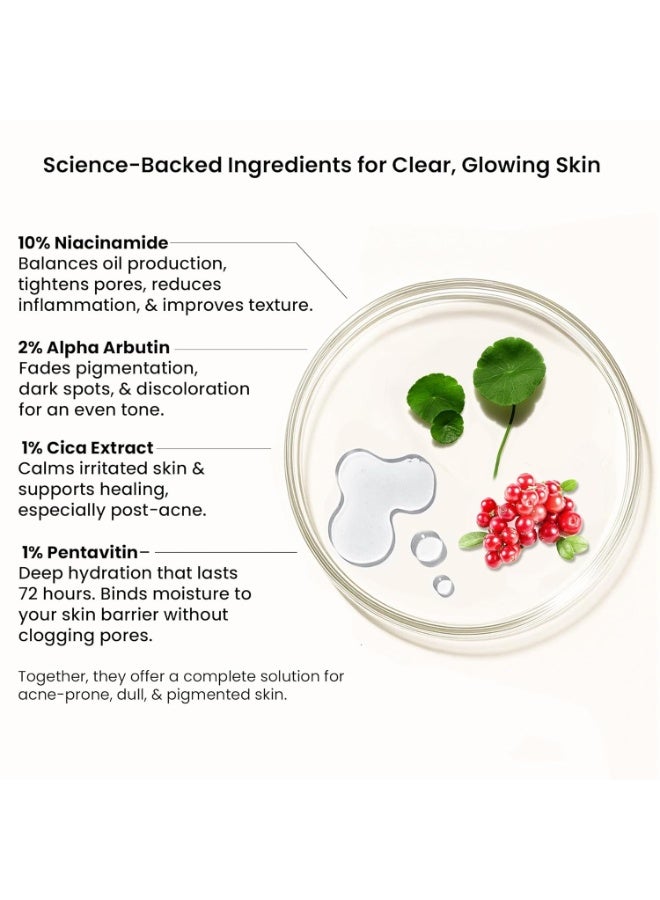 WILD OAK 2% Alpha Arbutin + 10% Niacinamide Face Serum | Alpha Arbutin Is Powerful For Pigmentation, Acne Scars & Spot | Niacinamide - Minimises Pores, Hydrates & Reduce Wrinkles & Fine Lines | 30Ml - Image 4