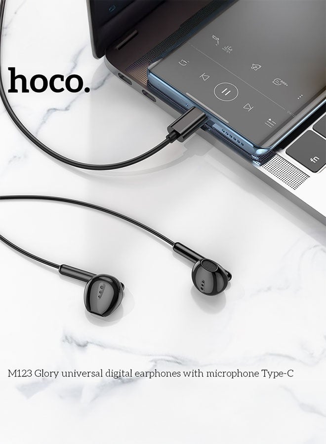 hoco. M123 Glory Universal Digital Earphones with Microphone Type-C(Black) - Image 5