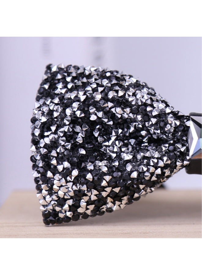 1 Pieces Men Rhinestone Bow Ties, Pre-tied Adjustable Banquet Bow Tie  for Wedding Party  - Image 3