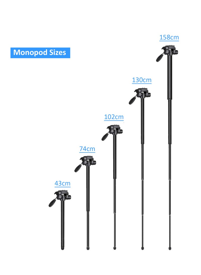 Coopic - COOPIC T900 Professional Video Camera Tripod, Aluminum Alloy Travel Portable 2 in 1 Monopod Tripod with Rotatable Center Column and Carrying Bag Max Height 178CM Maximum Load up to 5KG - Image 1