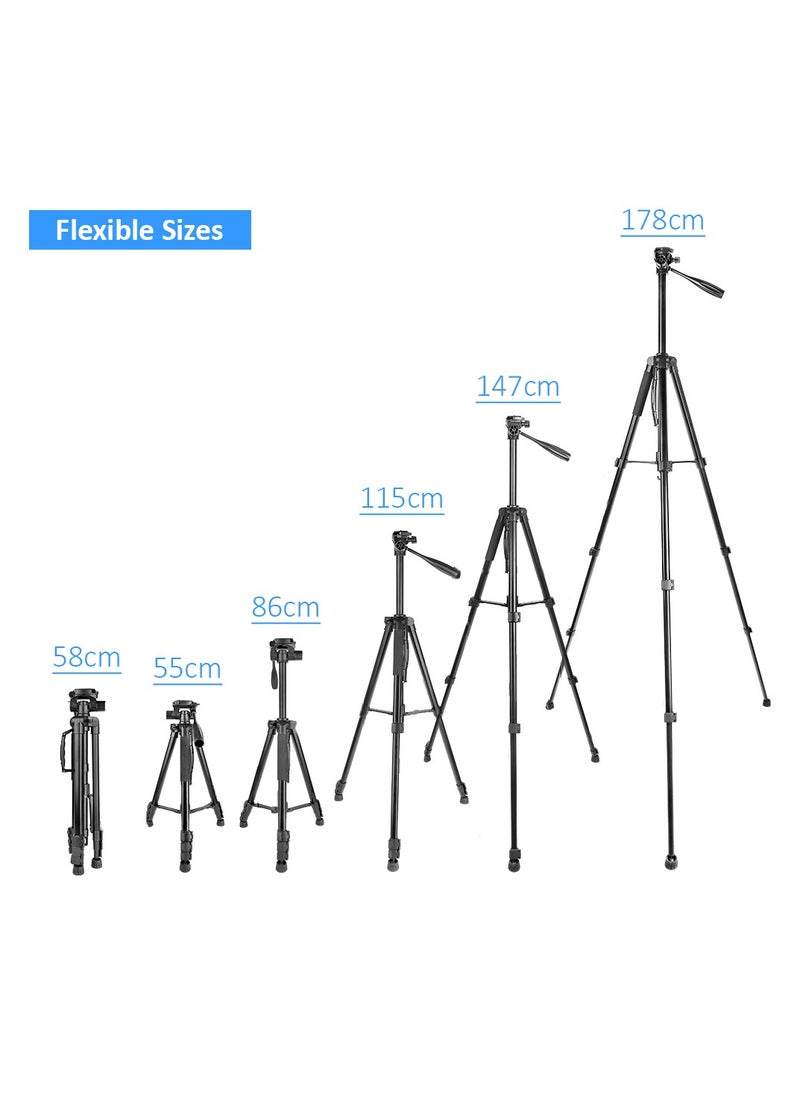 Coopic - COOPIC T900 Professional Video Camera Tripod, Aluminum Alloy Travel Portable 2 in 1 Monopod Tripod with Rotatable Center Column and Carrying Bag Max Height 178CM Maximum Load up to 5KG - Image 1