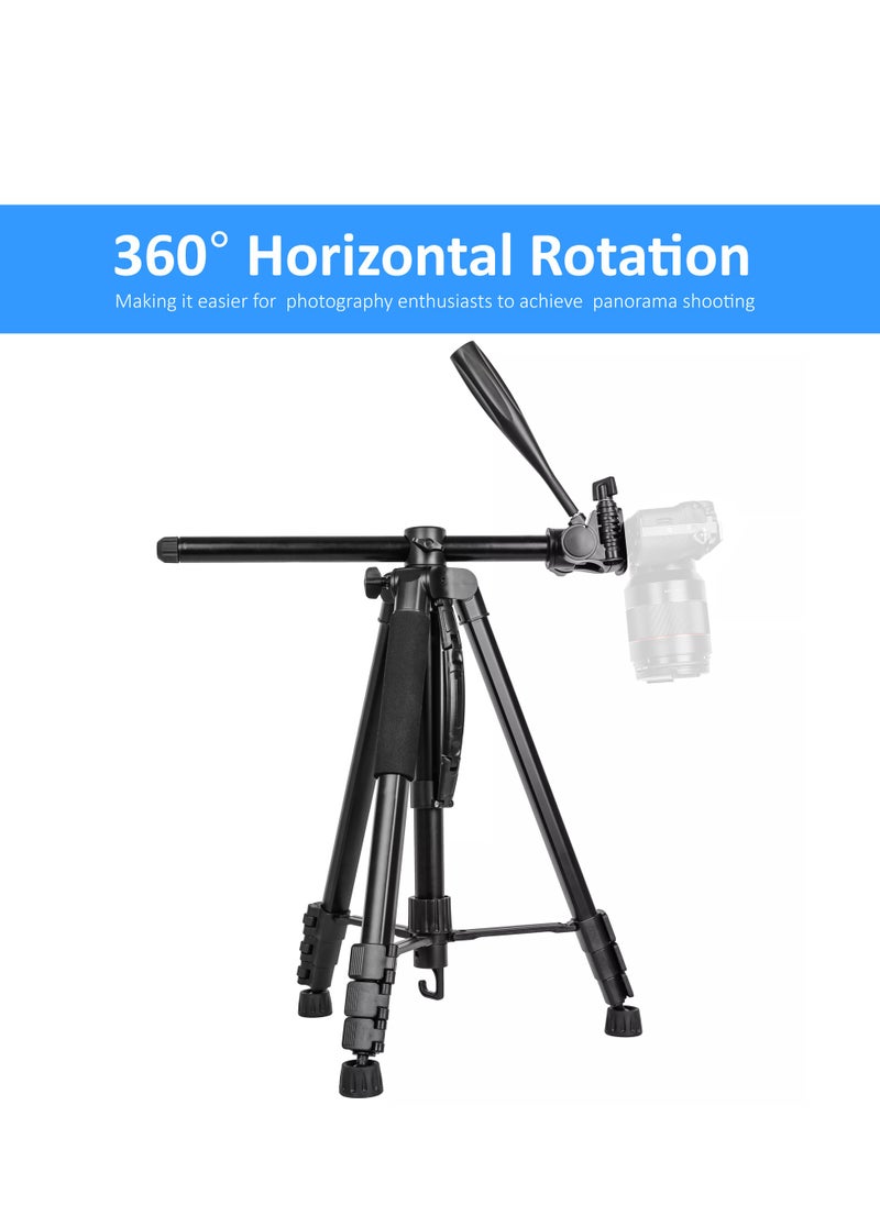 Coopic - COOPIC T900 Professional Video Camera Tripod, Aluminum Alloy Travel Portable 2 in 1 Monopod Tripod with Rotatable Center Column and Carrying Bag Max Height 178CM Maximum Load up to 5KG - Image 1