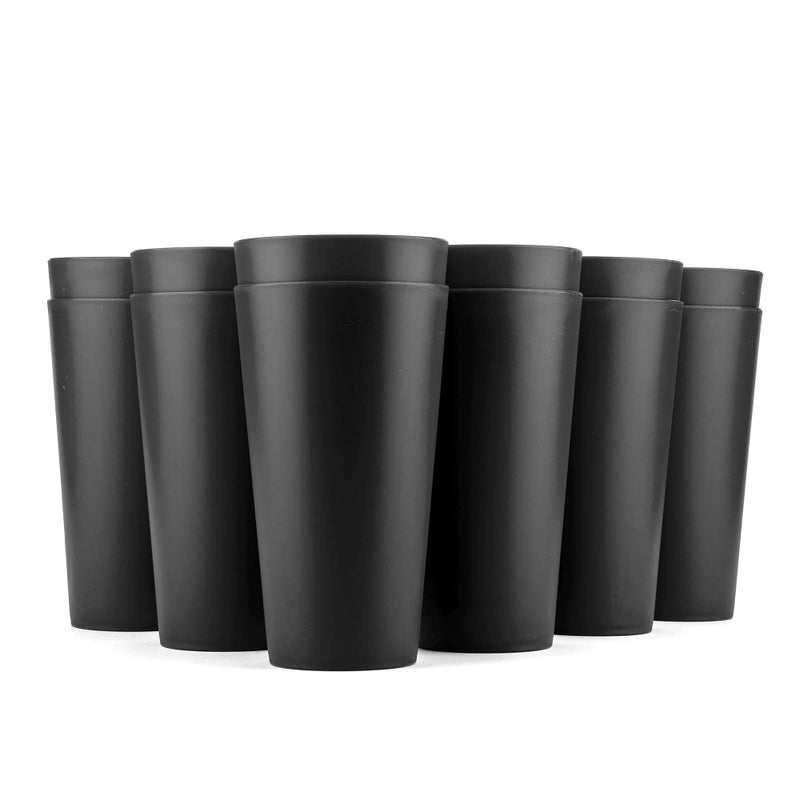 KXWARE 32ounce Plastic Tumblers Large Drinking Glasses set of 12 Black