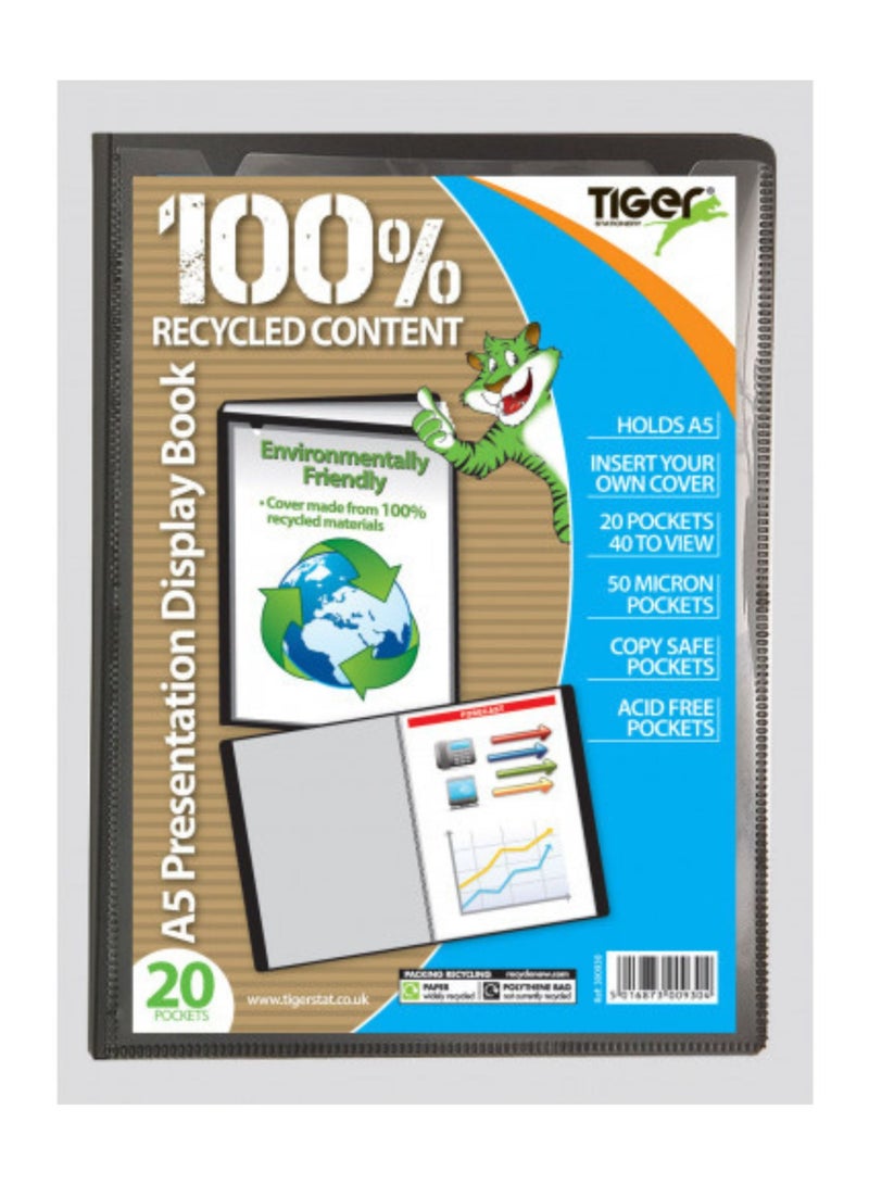 TIGER A5 20 Pocket Presentation Display Book Black - Image 2