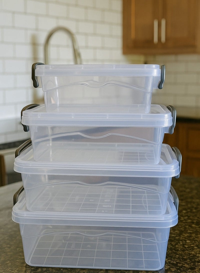 فافيلا طقم علب ثلاجة من البلاستيك للحفاظ علي الطعام-شفاف-كود 9002-4قطع - Image 2