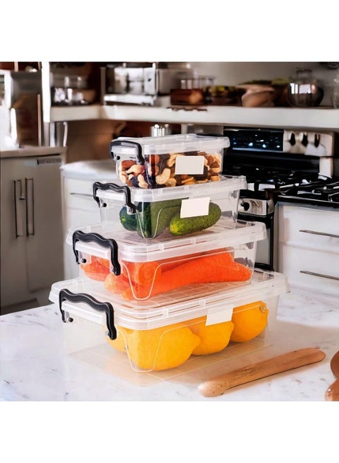 طقم علب ثلاجة من البلاستيك للحفاظ علي الطعام-شفاف-كود 9002-4قطع