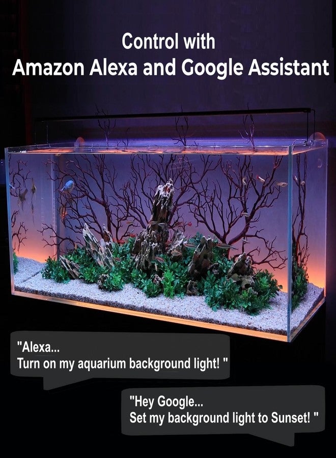 كارانت طقم إضاءة خلفية LED ذكية لأحواض السمك من ColorCast مع غشاء خلفية غير لامع | تحكم عبر الهاتف الذكي والصوت | مؤقتات تعمل على مدار الساعة | متوافق مع Alexa وGoogle Home | لأحواض السمك، وأحواض الزواحف، وأحواض الزينة | 18-32 بوصة - Image 5