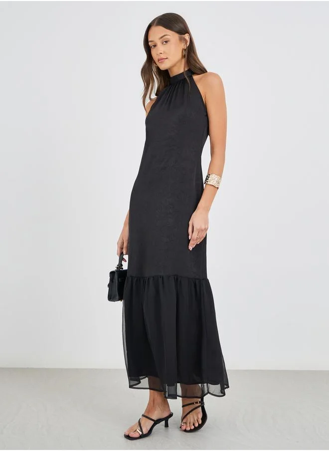 Styli Styli Plain Halter Neck Sheath Maxi Dress