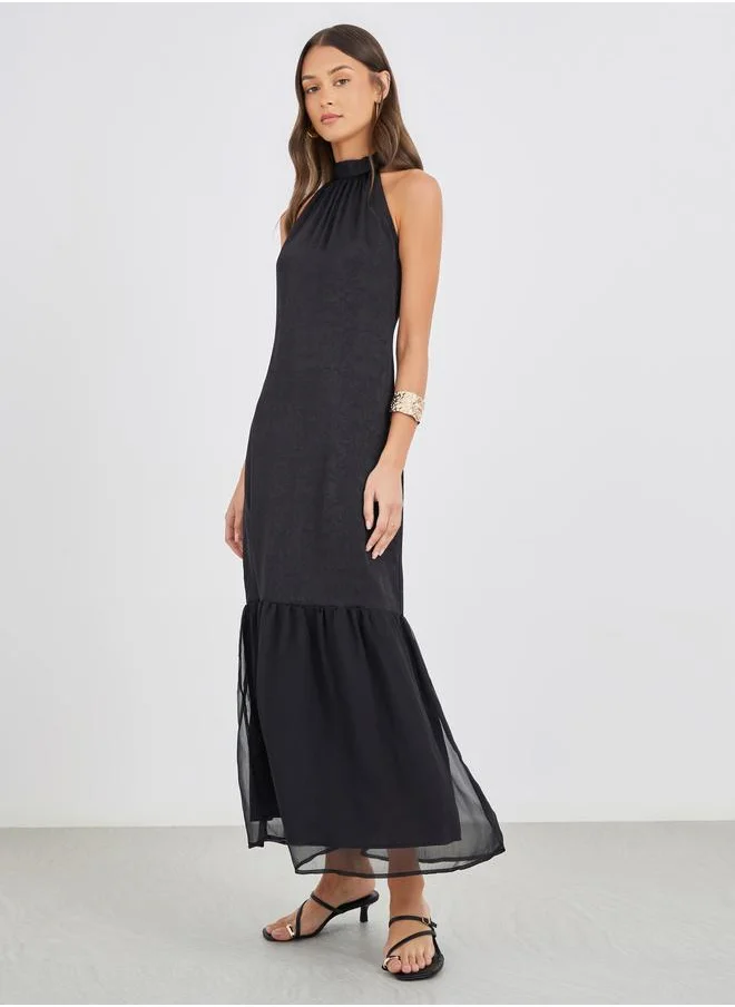 Styli Styli Plain Halter Neck Sheath Maxi Dress