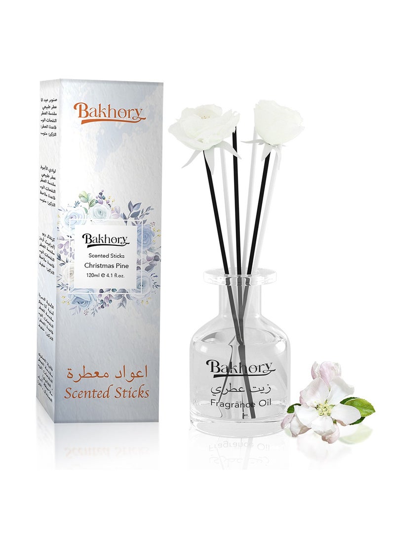 Bakhory - Air Freshner Christmas Pine Reed Diffuser Set, Long Lasting Aromatherapy Sticks, 120ml 4.1 Fl. Oz - Image 1