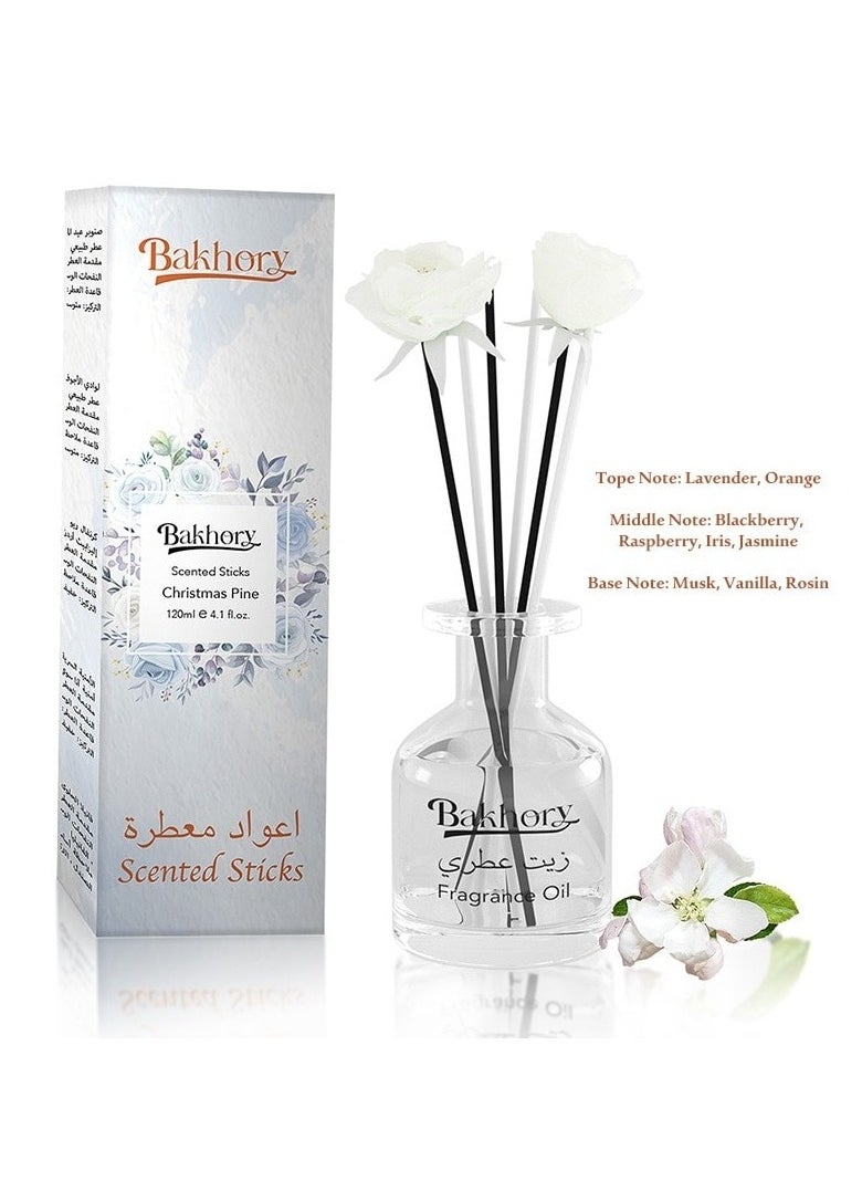 Bakhory - Air Freshner Christmas Pine Reed Diffuser Set, Long Lasting Aromatherapy Sticks, 120ml 4.1 Fl. Oz - Image 1
