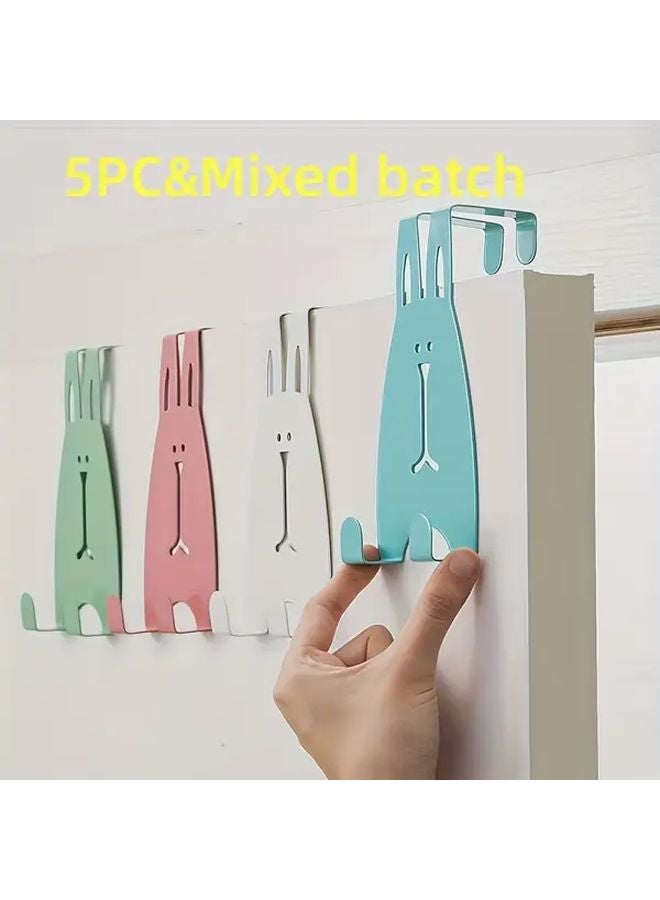5Pcs Cartoon Rabbit Metal Wall Hooks No Drill Installation Durable Iron - Image 3