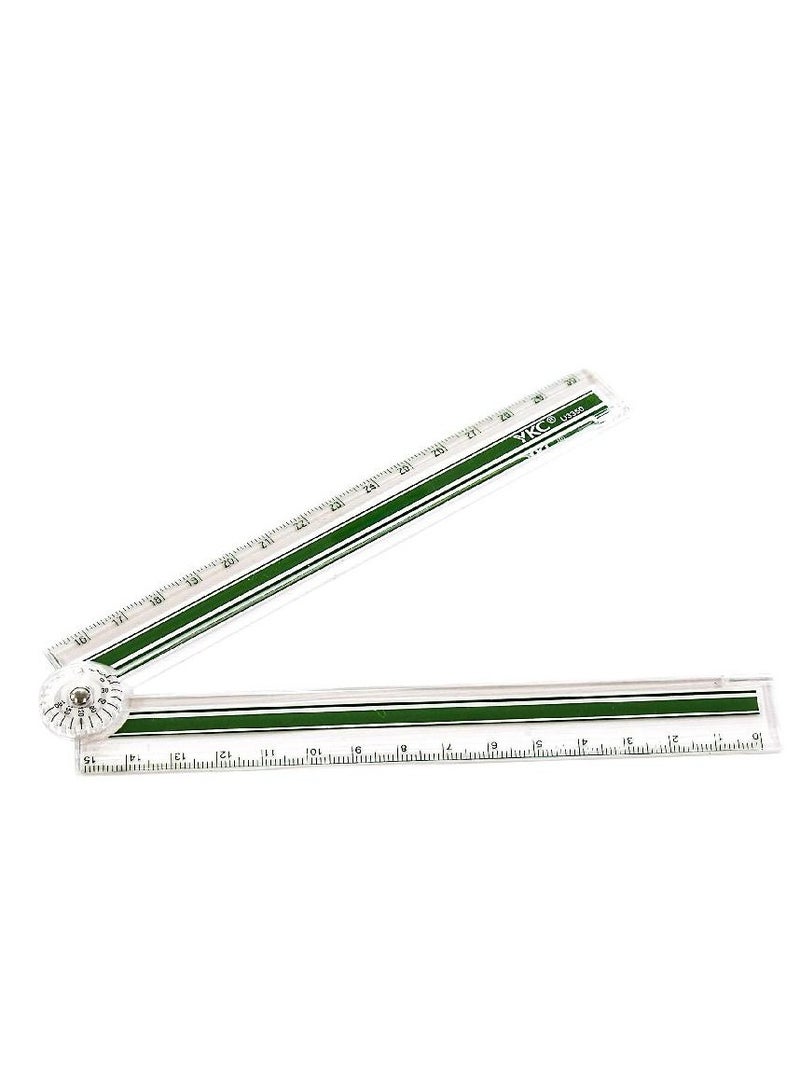 روكو مسطرة قابلة للطي ذات حافة مستقيمة مع منقلة 12 بوصة (30 سم) بلاستيك