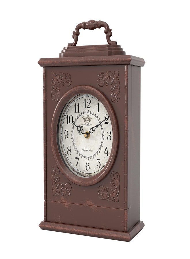 ChimeTide Vintage Mantel Clock with Hidden Safe, Antique Brown Style Fireplace Clocks, Desk and Shelf Clock for Living Room Decor, Farmhouse, Office, Gifts New Home (12.6" H x 8.7" W x 4" D) - Image 1