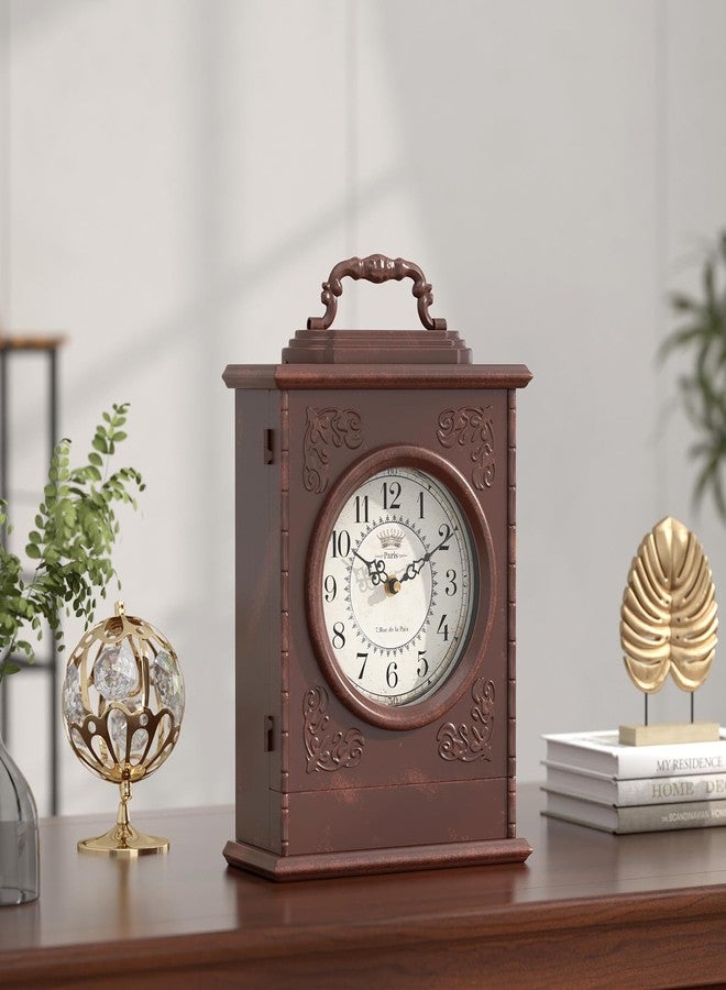 ChimeTide Vintage Mantel Clock with Hidden Safe, Antique Brown Style Fireplace Clocks, Desk and Shelf Clock for Living Room Decor, Farmhouse, Office, Gifts New Home (12.6" H x 8.7" W x 4" D) - Image 5