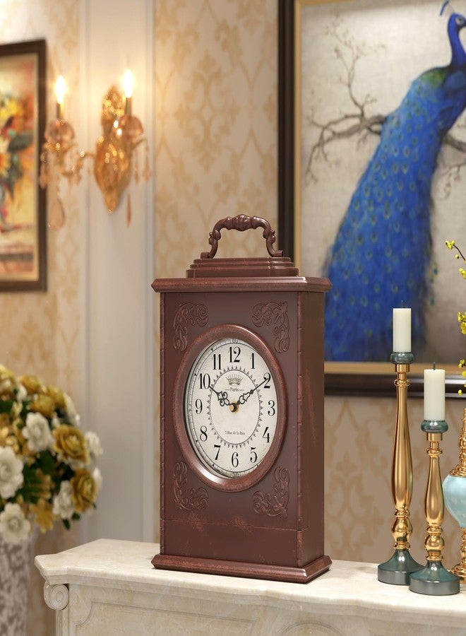 ChimeTide Vintage Mantel Clock with Hidden Safe, Antique Brown Style Fireplace Clocks, Desk and Shelf Clock for Living Room Decor, Farmhouse, Office, Gifts New Home (12.6" H x 8.7" W x 4" D) - Image 4