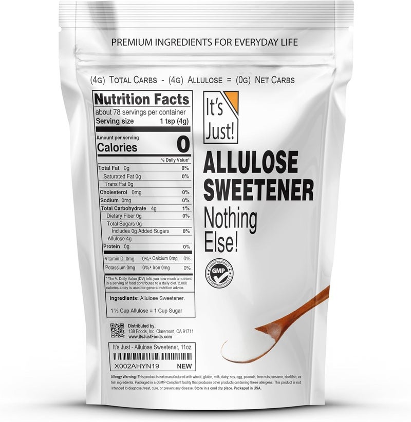 It's Just! Alulose Sweetener - Low Glycemic Sugar Substitute, Non-GMO, 11 oz - Image 2