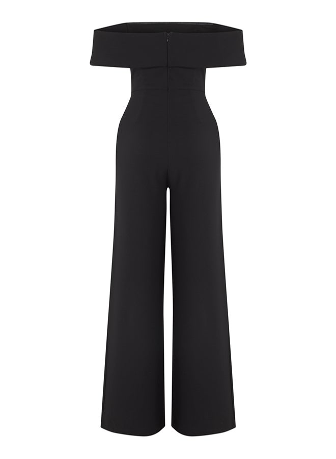 trendyol Black Carmen Collar Woven Long Stylish Jumpsuit - Image 5